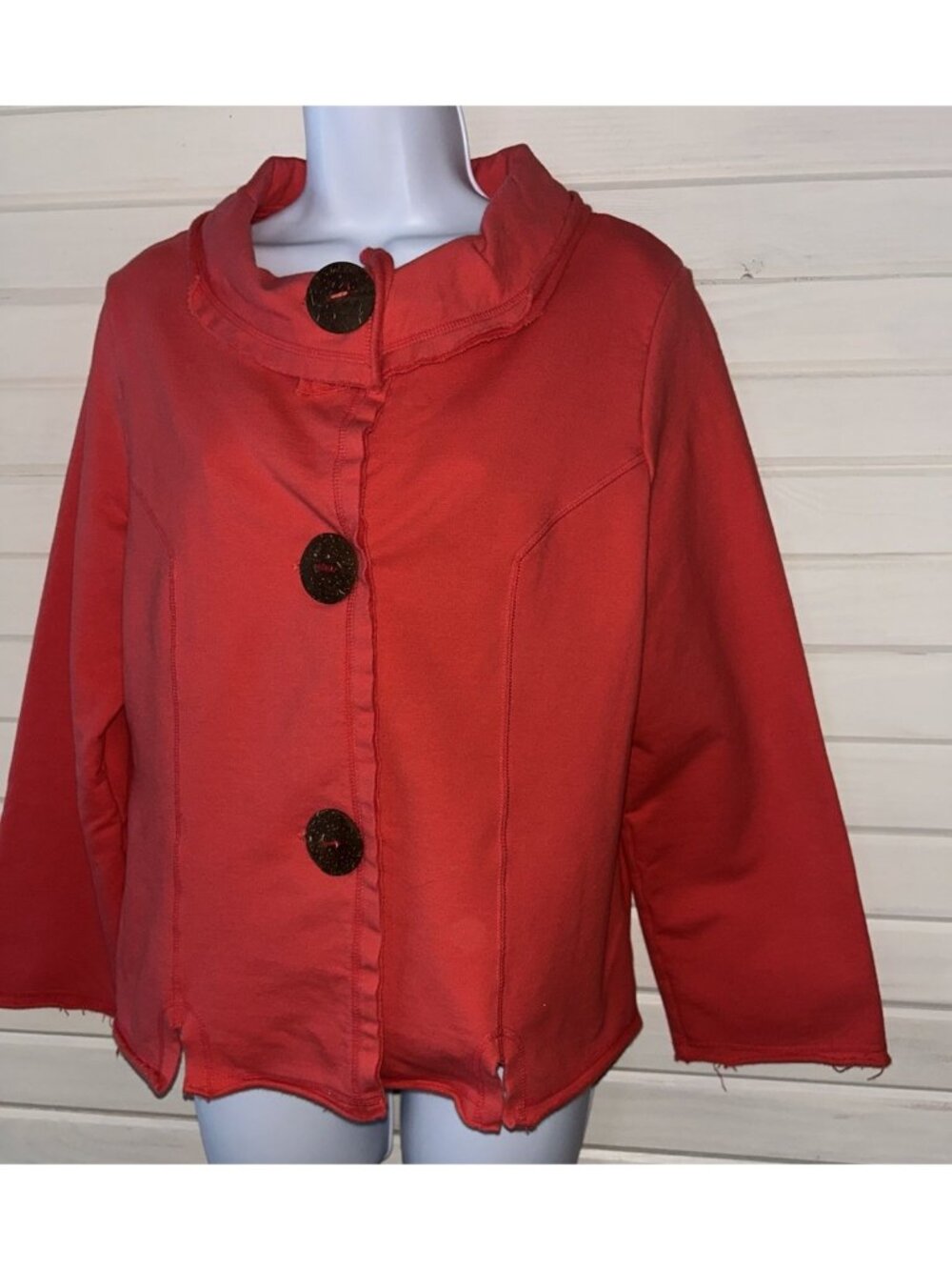 Neon Buddha Sz MEDIUM French Terry Santa Barbara Style Jacket Orange *FLAW READ*